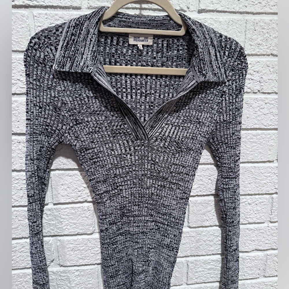 Baum Und Pferdgarten Black and White Knit Collared Sweater